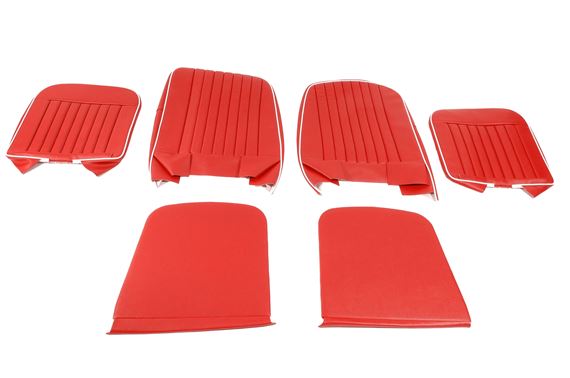 Triumph TR4 Front Seat Cover Kit - Cherokee Red Vinyl with White Piping - RF4056REDCHERO